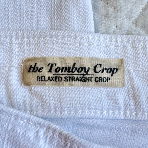 AG Adriano Goldschmied The Tomboy Crop Relaxed Straight Leg Jeans White Size 28 - Picture 9 of 12